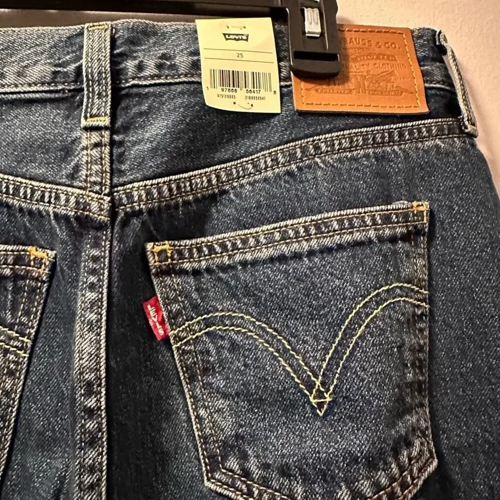Levis Blue Denim Maxi Skirt size 25 slit in front - Picture 6 of 8